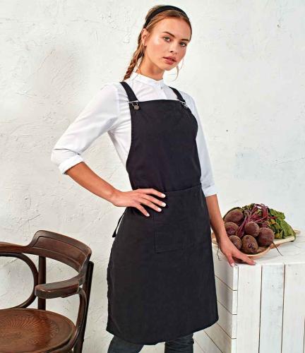 Premier Cross Back Barista Bib Apron - BLK - ONE